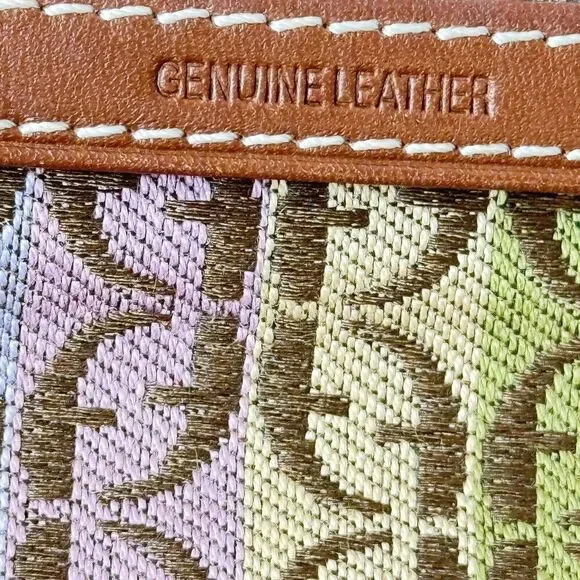 RARE Fossil Wallet Trifold Canvas Monogram Brown Leather Vintage Beautiful - Picture 7 of 11